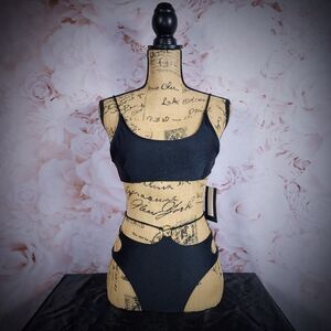 Sexy Black Strappy High Waist Cheeky Forplay Bikini